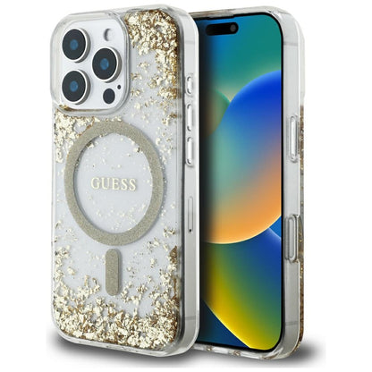 MagSafe hoesje voor Apple iPhone 16 Pro Max, Guess, Resin Bottom Glitter, Goud