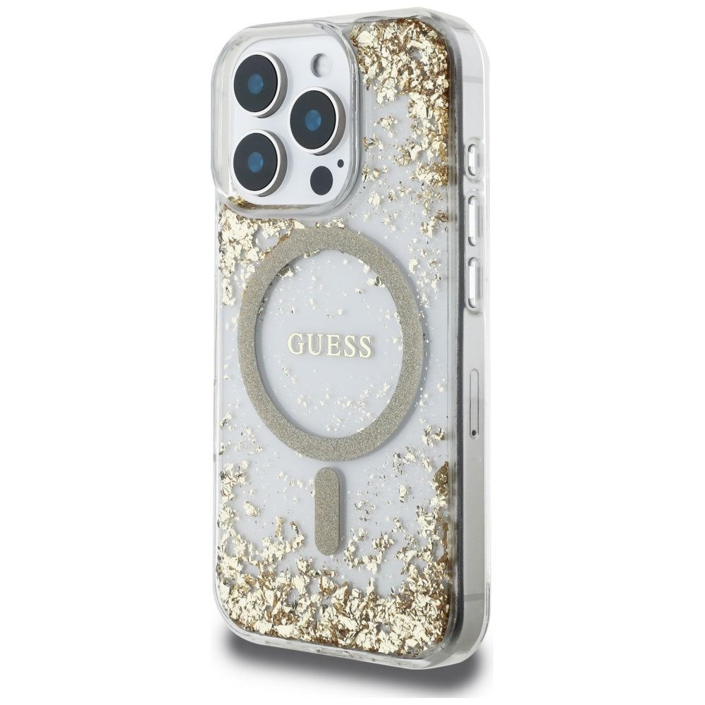 MagSafe hoesje voor Apple iPhone 16 Pro Max, Guess, Resin Bottom Glitter, Goud
