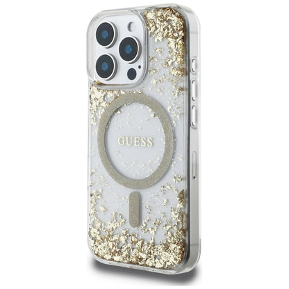 MagSafe hoesje voor Apple iPhone 16 Pro Max, Guess, Resin Bottom Glitter, Goud