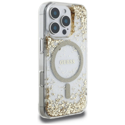 MagSafe hoesje voor Apple iPhone 16 Pro Max, Guess, Resin Bottom Glitter, Goud
