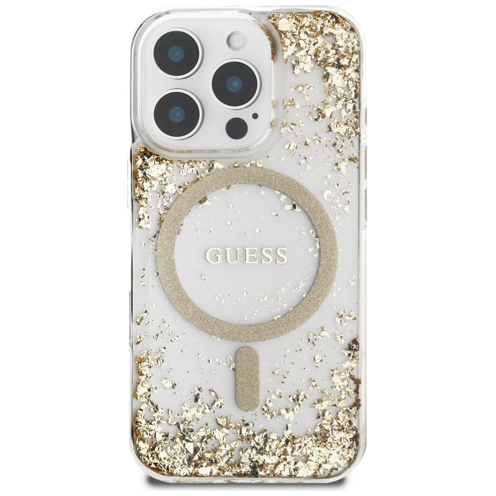 MagSafe hoesje voor Apple iPhone 16 Pro Max, Guess, Resin Bottom Glitter, Goud