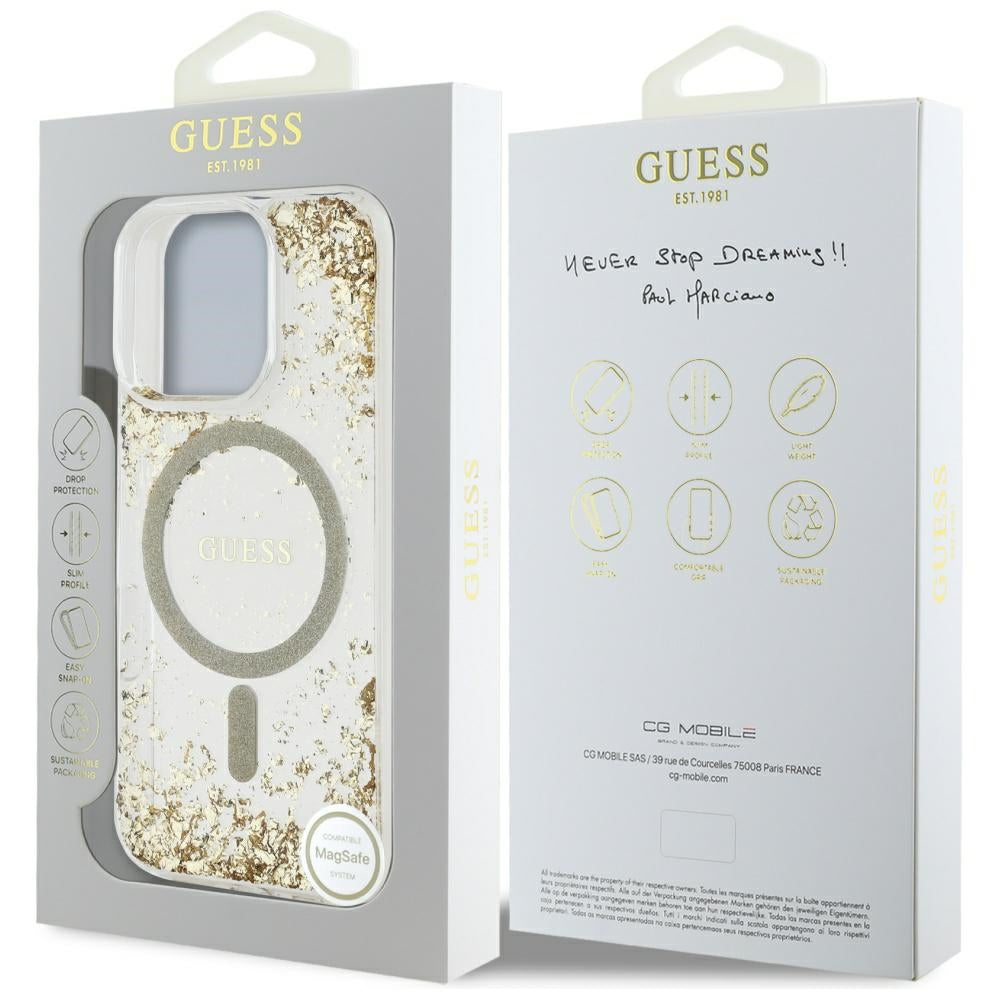 MagSafe hoesje voor Apple iPhone 16 Pro Max, Guess, Resin Bottom Glitter, Goud