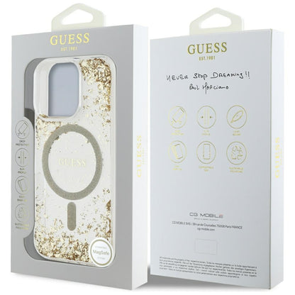 MagSafe hoesje voor Apple iPhone 16 Pro Max, Guess, Resin Bottom Glitter, Goud