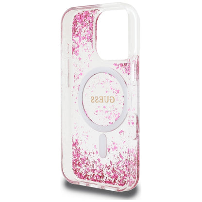 MagSafe hoesje voor Apple iPhone 16 Pro Max, Guess, Resin Bottom Glitter, Roze