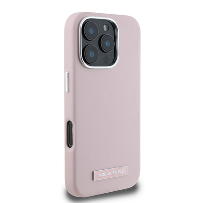 MagSafe hoes voor Apple iPhone 16 Pro Max, Karl Lagerfeld, FW Metal Plate, Roze