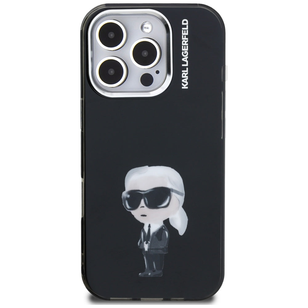 MagSafe hoes voor Apple iPhone 16 Pro Max, Karl Lagerfeld, IML Aquarelle Logo Karl, Zwart
