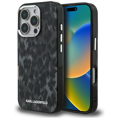 MagSafe hoes voor Apple iPhone 16 Pro Max, Karl Lagerfeld, IML Leopard Pattern, Zwart
