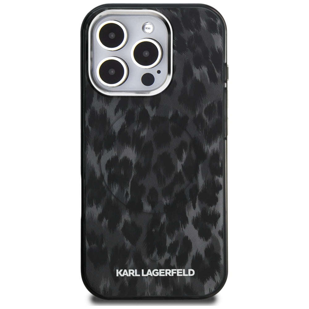MagSafe hoes voor Apple iPhone 16 Pro Max, Karl Lagerfeld, IML Leopard Pattern, Zwart