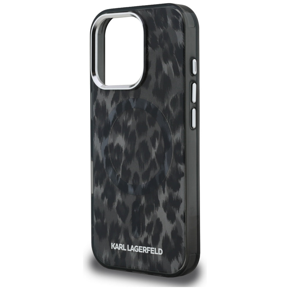 MagSafe hoes voor Apple iPhone 16 Pro Max, Karl Lagerfeld, IML Leopard Pattern, Zwart