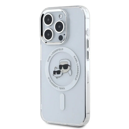 MagSafe hoesje voor Apple iPhone 16 Pro Max, Karl Lagerfeld, IML Metal Karl & Choupette's Heads, Wit