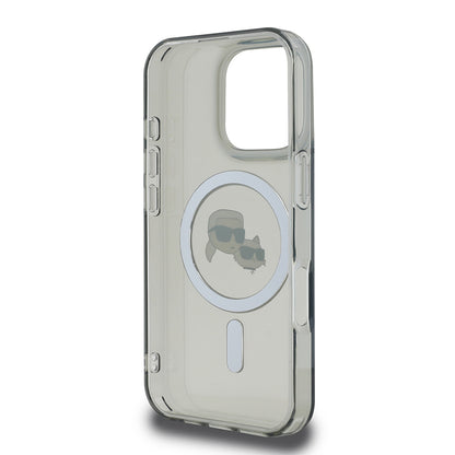 MagSafe hoesje voor Apple iPhone 16 Pro Max, Karl Lagerfeld, IML Metal Karl & Choupette's Heads, Zwart