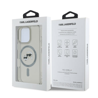 MagSafe hoesje voor Apple iPhone 16 Pro Max, Karl Lagerfeld, IML Metal Karl & Choupette's Heads, Zwart