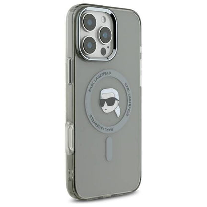 MagSafe hoesje voor Apple iPhone 16 Pro Max, Karl Lagerfeld, IML Metal Karl's Head, Zwart