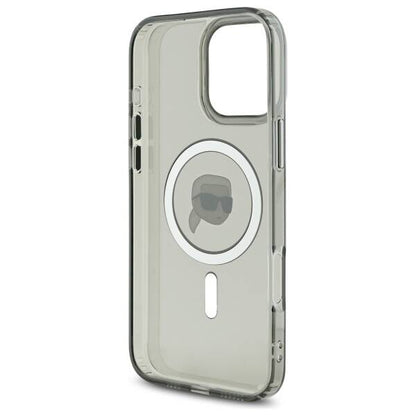 MagSafe hoesje voor Apple iPhone 16 Pro Max, Karl Lagerfeld, IML Metal Karl's Head, Zwart