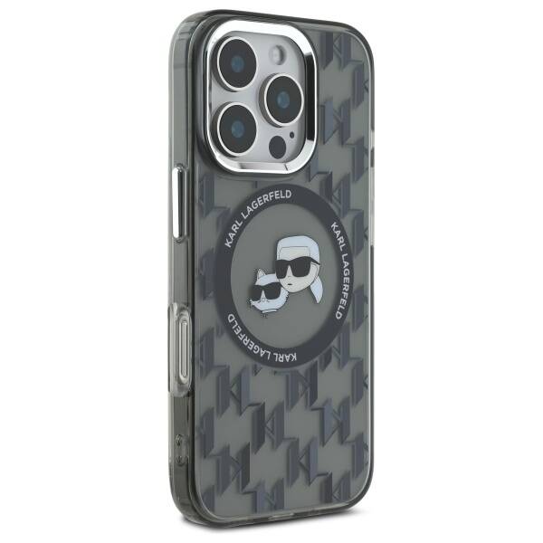 MagSafe hoesje voor Apple iPhone 16 Pro Max, Karl Lagerfeld, IML Monogram Karl & Choupette's Heads, Zwart