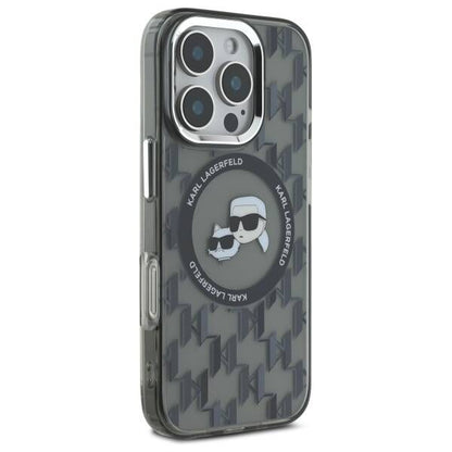 MagSafe hoesje voor Apple iPhone 16 Pro Max, Karl Lagerfeld, IML Monogram Karl & Choupette's Heads, Zwart