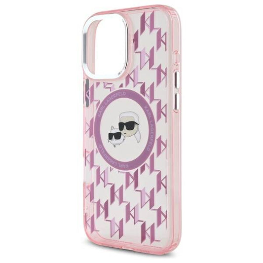 MagSafe hoesje voor Apple iPhone 16 Pro Max, Karl Lagerfeld, IML Monogram Karl & Choupette's Heads, Roze