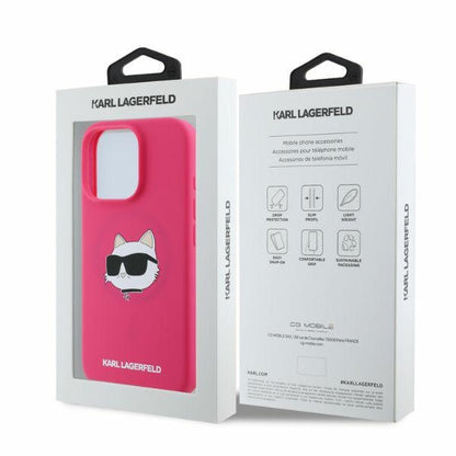 MagSafe Case for Apple iPhone 16 Pro Max, Karl Lagerfeld, Silicone Choupette's Head, Fuchsia