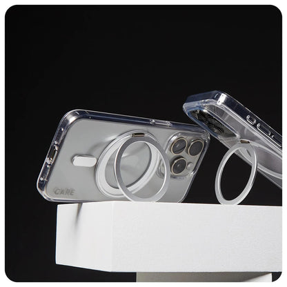MagSafe hoesje voor Apple iPhone 16 Pro Max, PanzerGlass, met Kickstand, Transparant Zilver