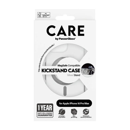 MagSafe hoesje voor Apple iPhone 16 Pro Max, PanzerGlass, met Kickstand, Transparant Zilver