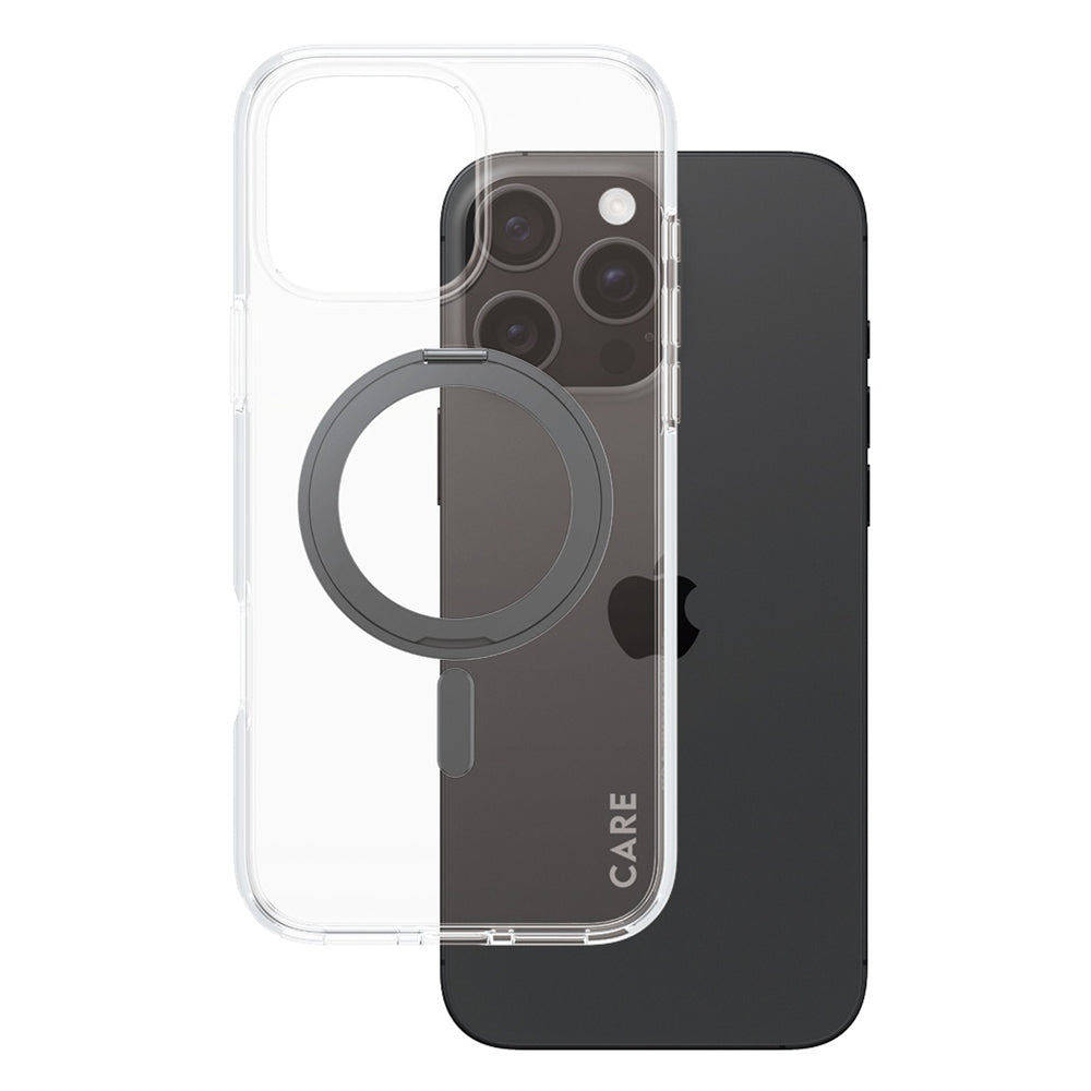 MagSafe hoesje voor Apple iPhone 16 Pro Max, PanzerGlass, Care Feature Kickstand, Transparant Zwart