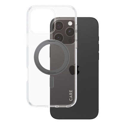 MagSafe hoesje voor Apple iPhone 16 Pro Max, PanzerGlass, Care Feature Kickstand, Transparant Zwart