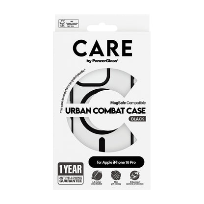 MagSafe hoes voor Apple iPhone 16 Pro Max, PanzerGlass, Care Urban Combat, Transparant Zwart