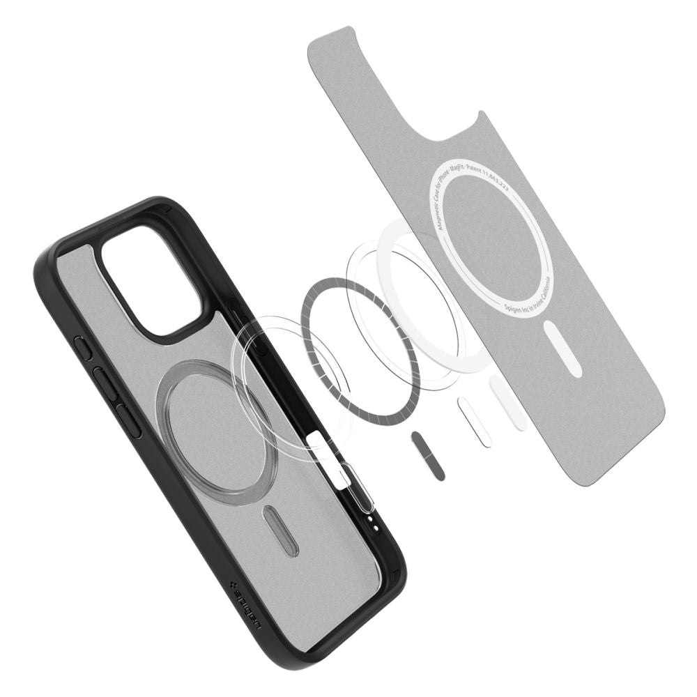 MagSafe-hoesje voor Apple iPhone 16 Pro Max, Spigen, Ultra Hybrid, Zwart Satijn ACS08003