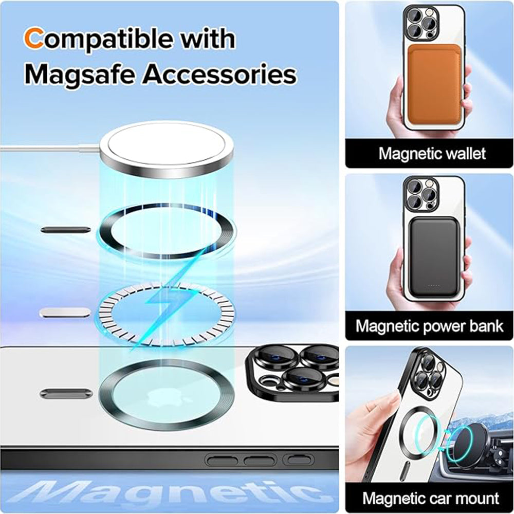 MagSafe-hoes voor Apple iPhone 16 Pro Max, Techsuit, Luxury Crystal, Zwart