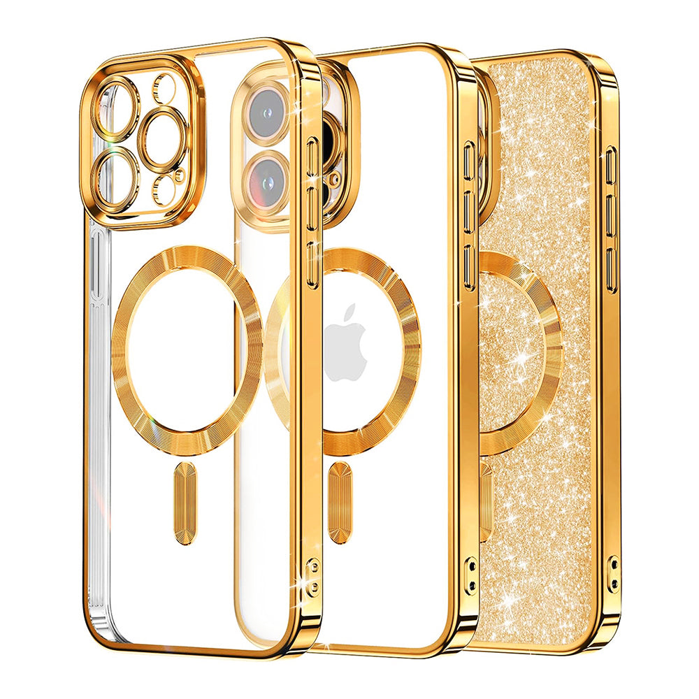 MagSafe-hoes voor Apple iPhone 16 Pro Max, Techsuit, Luxury Glitter, Goud
