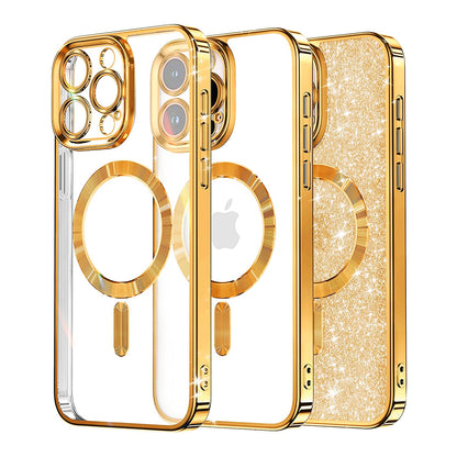 MagSafe-hoes voor Apple iPhone 16 Pro Max, Techsuit, Luxury Glitter, Goud
