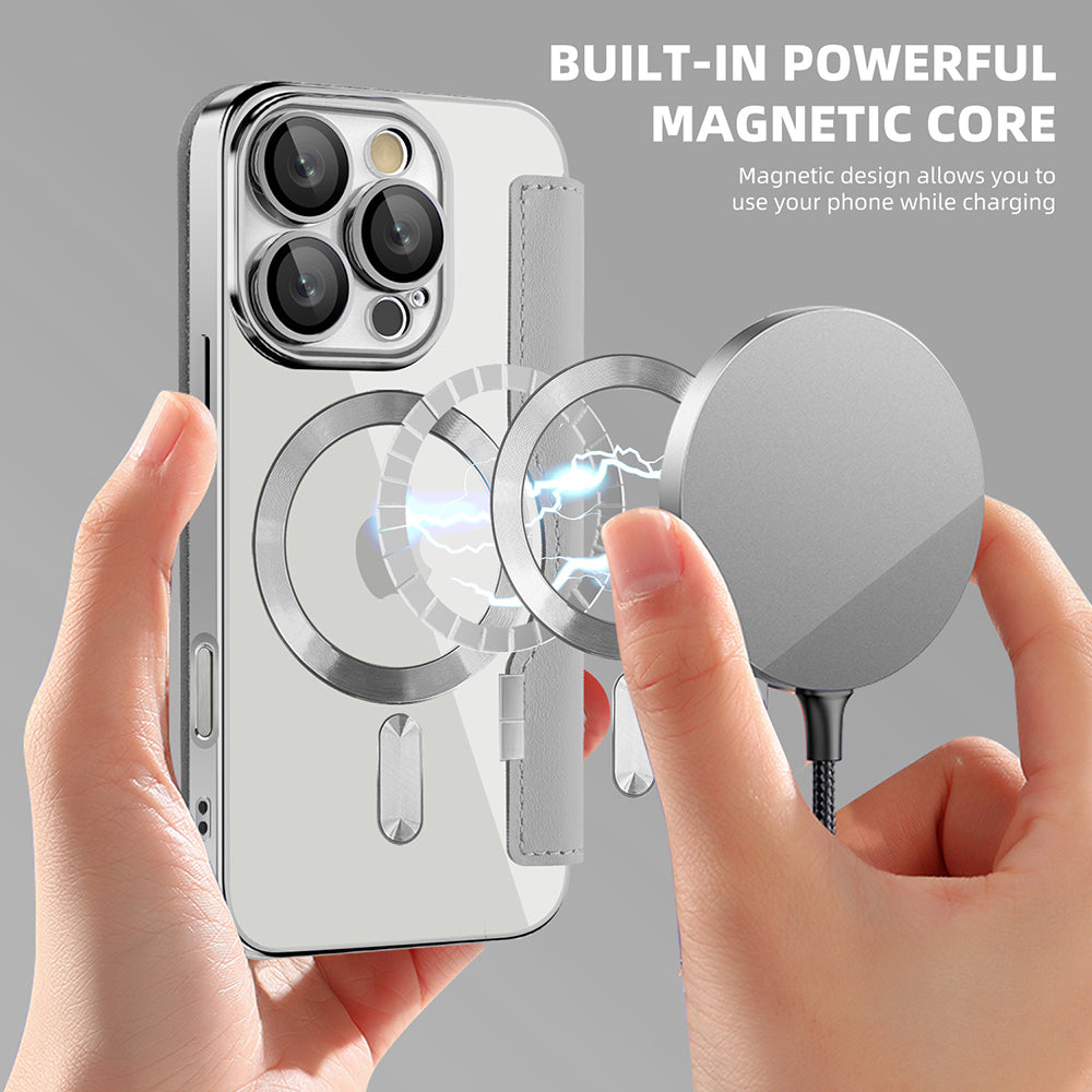 MagSafe-hoes voor Apple iPhone 16 Pro Max, Techsuit, SmartMag Book, Grijs