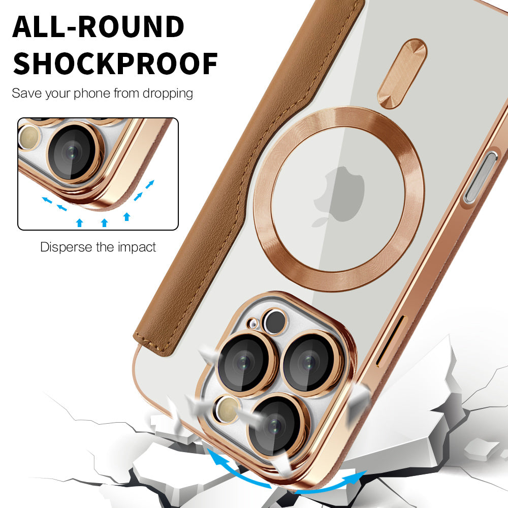 MagSafe-hoes voor Apple iPhone 16 Pro Max, Techsuit, SmartMag Book, Bruin