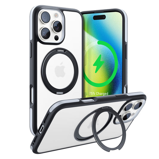 MagSafe hoesje voor Apple iPhone 16 Pro Max, Torras, Ostand R Fusion, Zwart