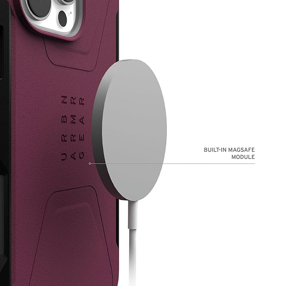 MagSafe Case for Apple iPhone 16 Pro Max, Urban Armor Gear, Civilian, Burgundy