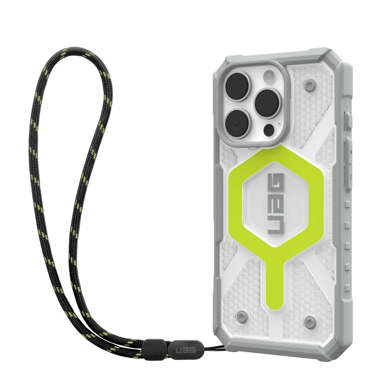 MagSafe Case for Apple iPhone 16 Pro Max, Urban Armor Gear, Pathfinder Clear with Lanyard, Green