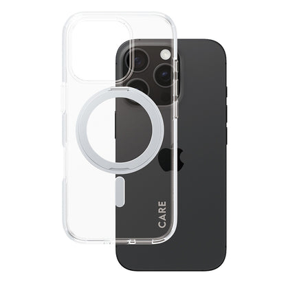 MagSafe hoesje voor Apple iPhone 16 Pro, PanzerGlass, Care Feature Kickstand, Zilver Transparant