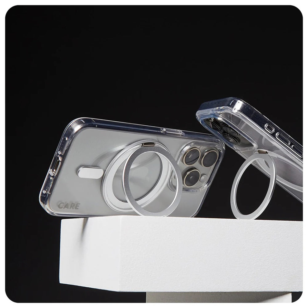 MagSafe hoesje voor Apple iPhone 16 Pro, PanzerGlass, Care Feature Kickstand, Zilver Transparant