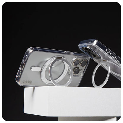 MagSafe hoesje voor Apple iPhone 16 Pro, PanzerGlass, Care Feature Kickstand, Zilver Transparant