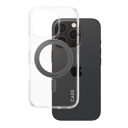 MagSafe hoesje voor Apple iPhone 16 Pro, PanzerGlass, Care Feature Kickstand, Transparant Zwart