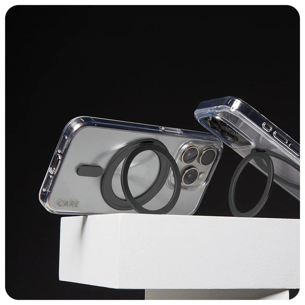 MagSafe hoesje voor Apple iPhone 16 Pro, PanzerGlass, Care Feature Kickstand, Transparant Zwart