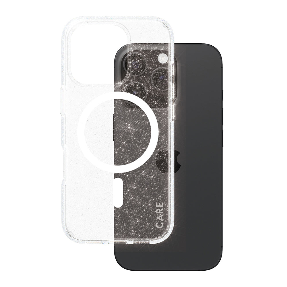 MagSafe hoes voor Apple iPhone 16 Pro, PanzerGlass, Care Urban Combat Star Lit, Transparant Wit