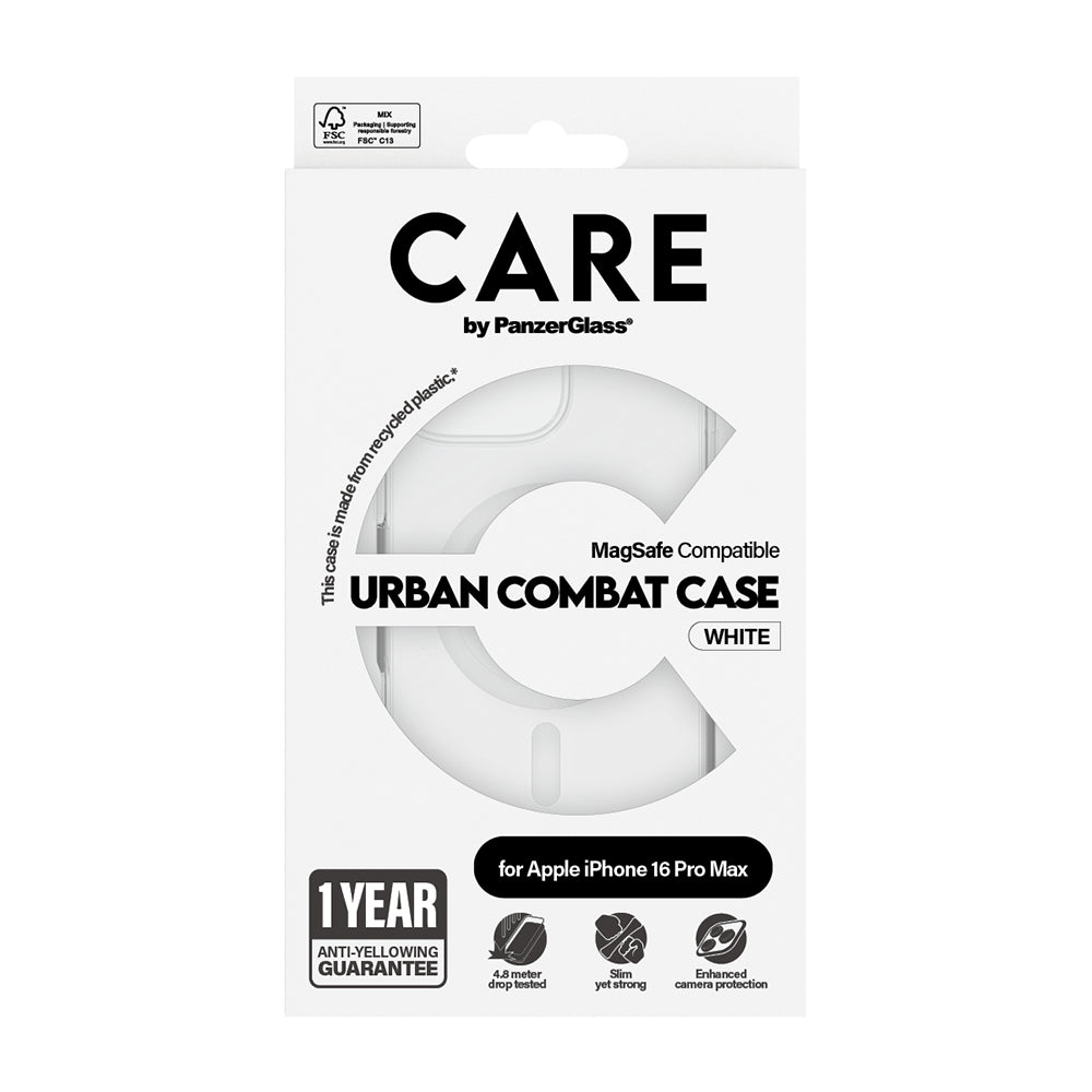 MagSafe hoesje voor Apple iPhone 16 Pro, PanzerGlass, Care Urban Combat, Transparant Wit