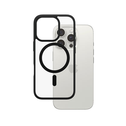 MagSafe hoes voor Apple iPhone 16 Pro, PanzerGlass, Frame, Zwart Transparant