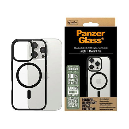 MagSafe hoes voor Apple iPhone 16 Pro, PanzerGlass, Frame, Zwart Transparant