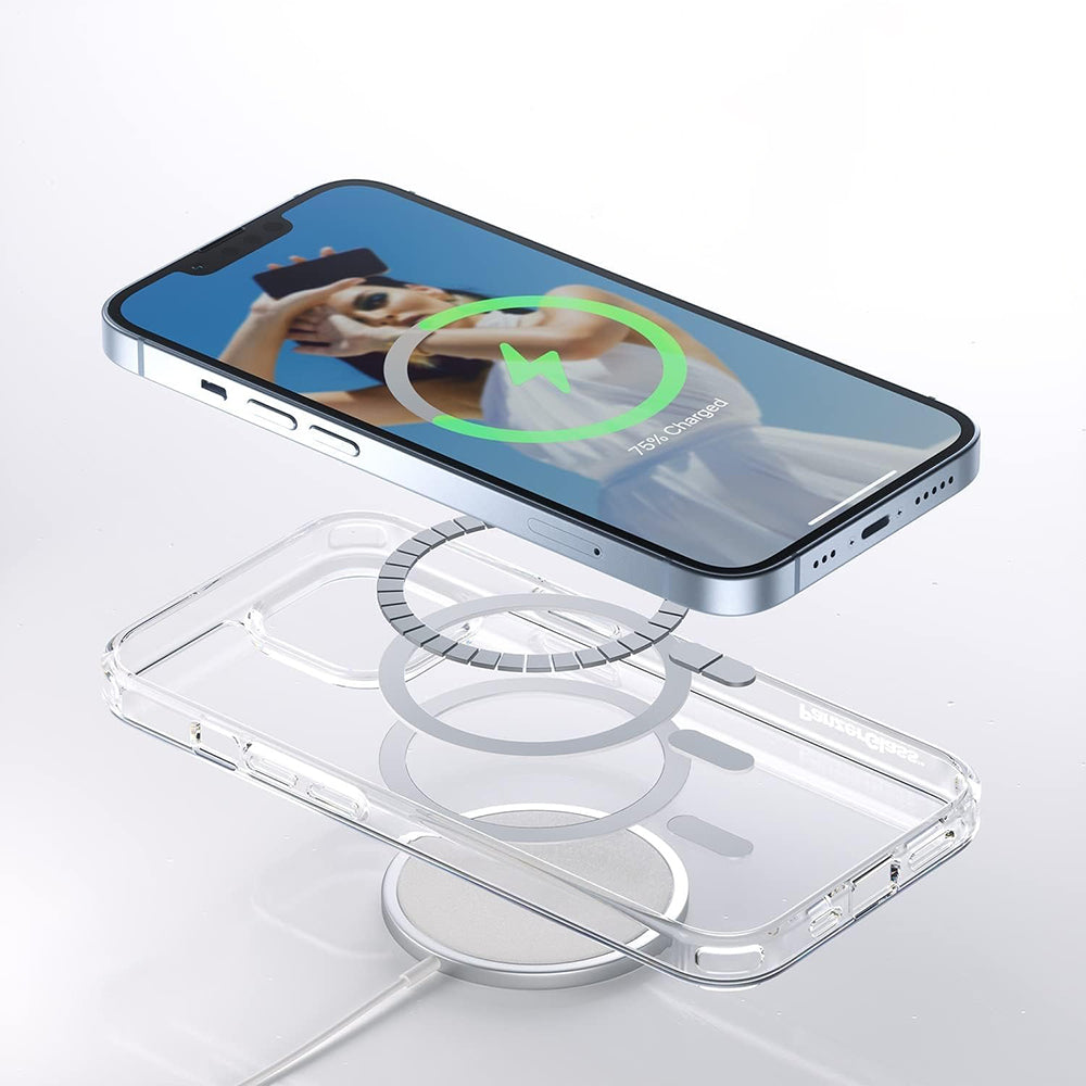 MagSafe hoes voor Apple iPhone 16 Pro, PanzerGlass, HardCase, Wit Transparant