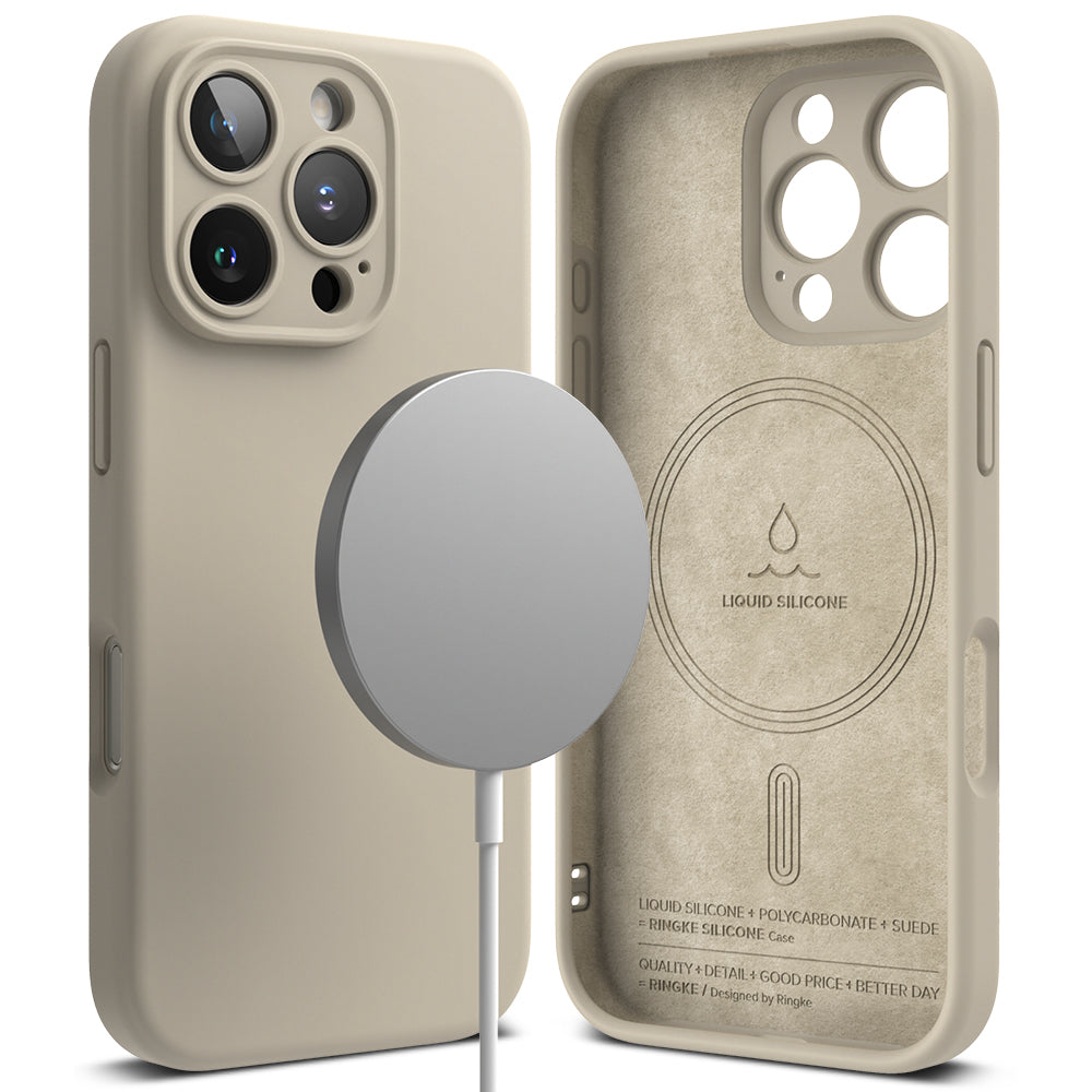 MagSafe Case for Apple iPhone 16 Pro, Ringke, Silicone, Cream