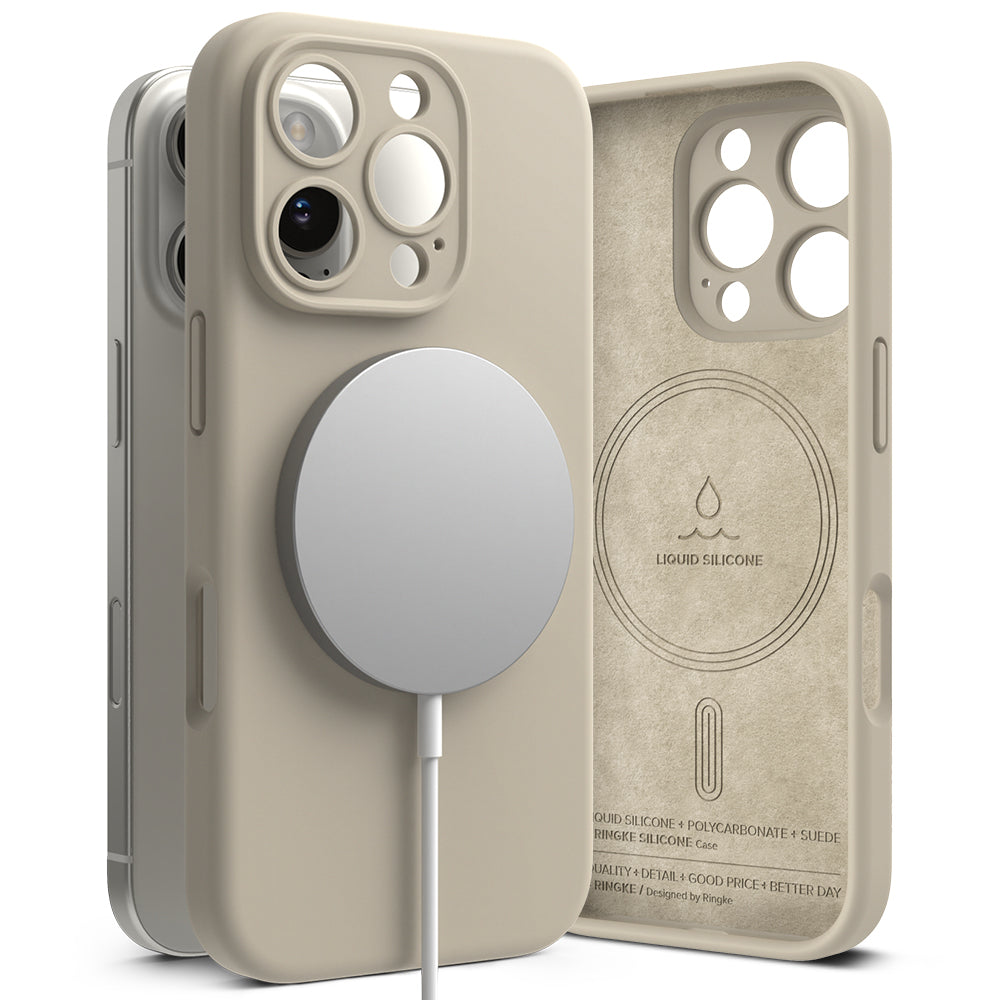 MagSafe Case for Apple iPhone 16 Pro, Ringke, Silicone, Cream