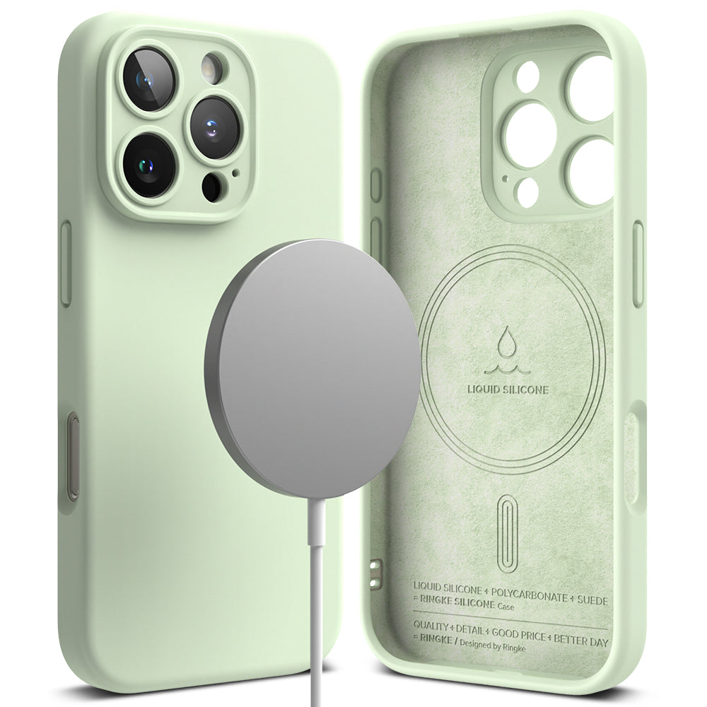 MagSafe-hoesje voor Apple iPhone 16 Pro, Ringke, Siliconen, Lichtgroen