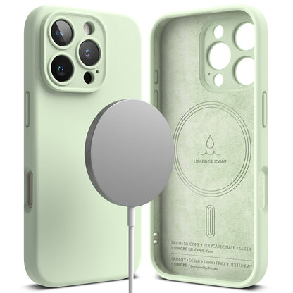 MagSafe-hoesje voor Apple iPhone 16 Pro, Ringke, Siliconen, Lichtgroen